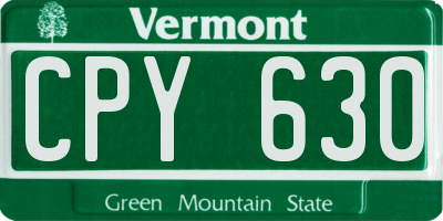 VT license plate CPY630