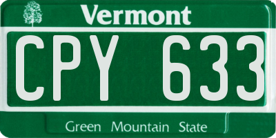 VT license plate CPY633