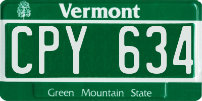 VT license plate CPY634