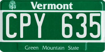 VT license plate CPY635