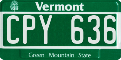 VT license plate CPY636