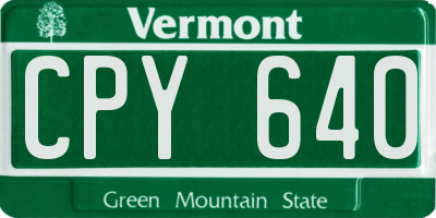 VT license plate CPY640