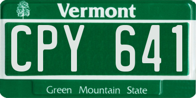 VT license plate CPY641