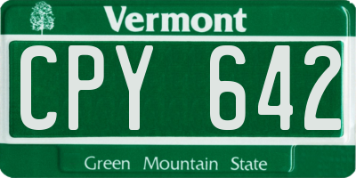 VT license plate CPY642
