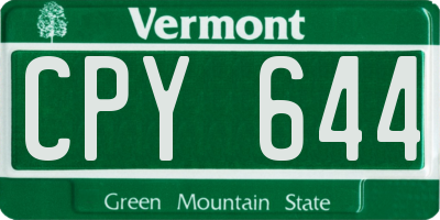 VT license plate CPY644