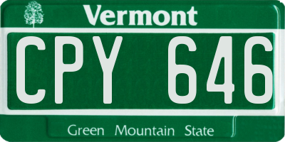 VT license plate CPY646