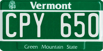 VT license plate CPY650