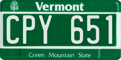 VT license plate CPY651