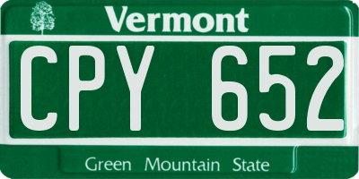 VT license plate CPY652