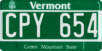 VT license plate CPY654