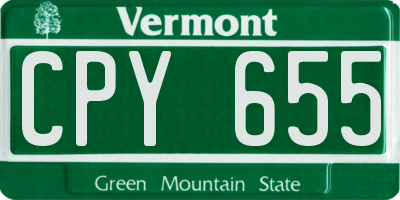 VT license plate CPY655