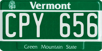 VT license plate CPY656