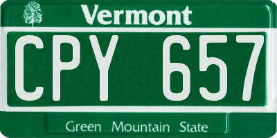 VT license plate CPY657