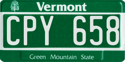 VT license plate CPY658