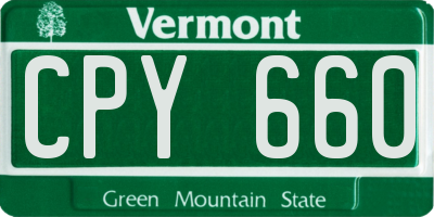 VT license plate CPY660