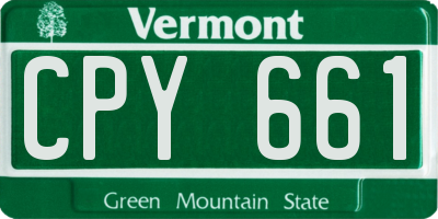 VT license plate CPY661