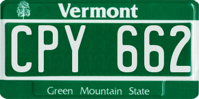 VT license plate CPY662