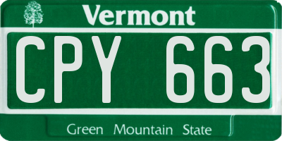 VT license plate CPY663