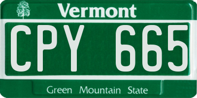 VT license plate CPY665