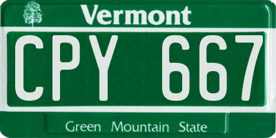 VT license plate CPY667