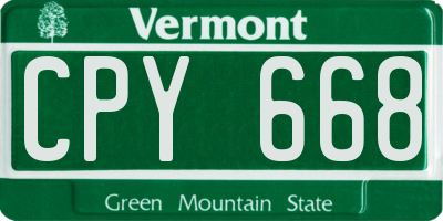 VT license plate CPY668