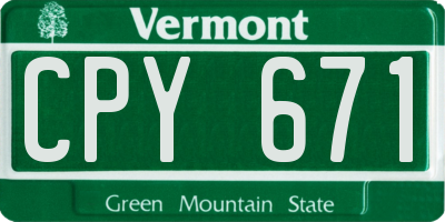 VT license plate CPY671