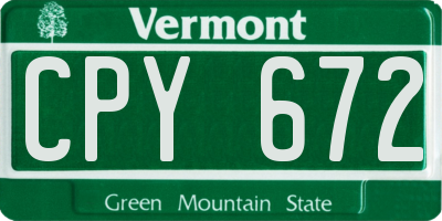 VT license plate CPY672