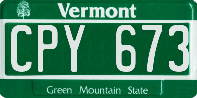 VT license plate CPY673