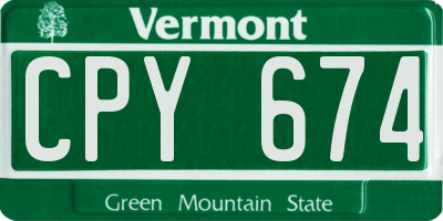 VT license plate CPY674