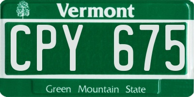 VT license plate CPY675