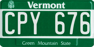 VT license plate CPY676