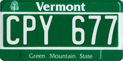 VT license plate CPY677
