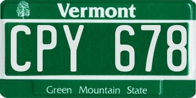 VT license plate CPY678