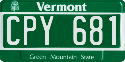 VT license plate CPY681