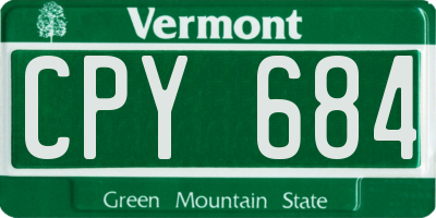 VT license plate CPY684