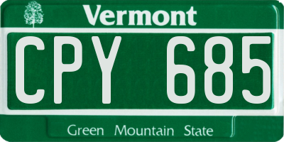 VT license plate CPY685