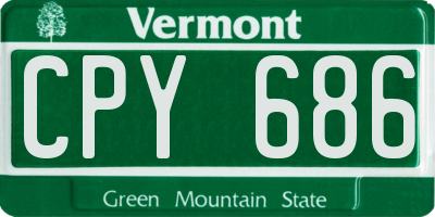 VT license plate CPY686