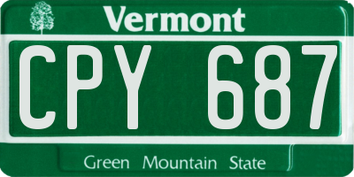 VT license plate CPY687