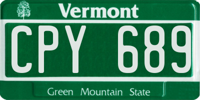 VT license plate CPY689
