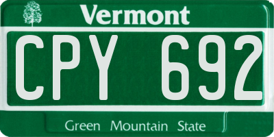 VT license plate CPY692