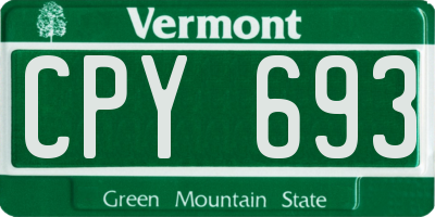 VT license plate CPY693