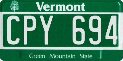 VT license plate CPY694