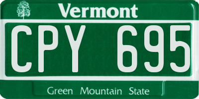 VT license plate CPY695