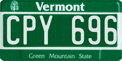 VT license plate CPY696