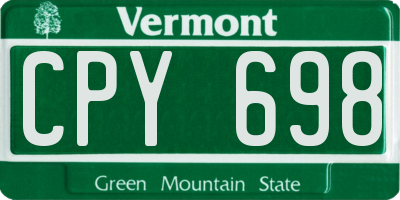 VT license plate CPY698