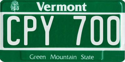 VT license plate CPY700