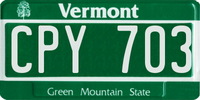 VT license plate CPY703
