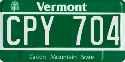 VT license plate CPY704