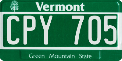 VT license plate CPY705