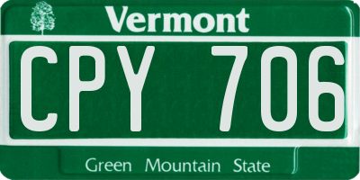 VT license plate CPY706